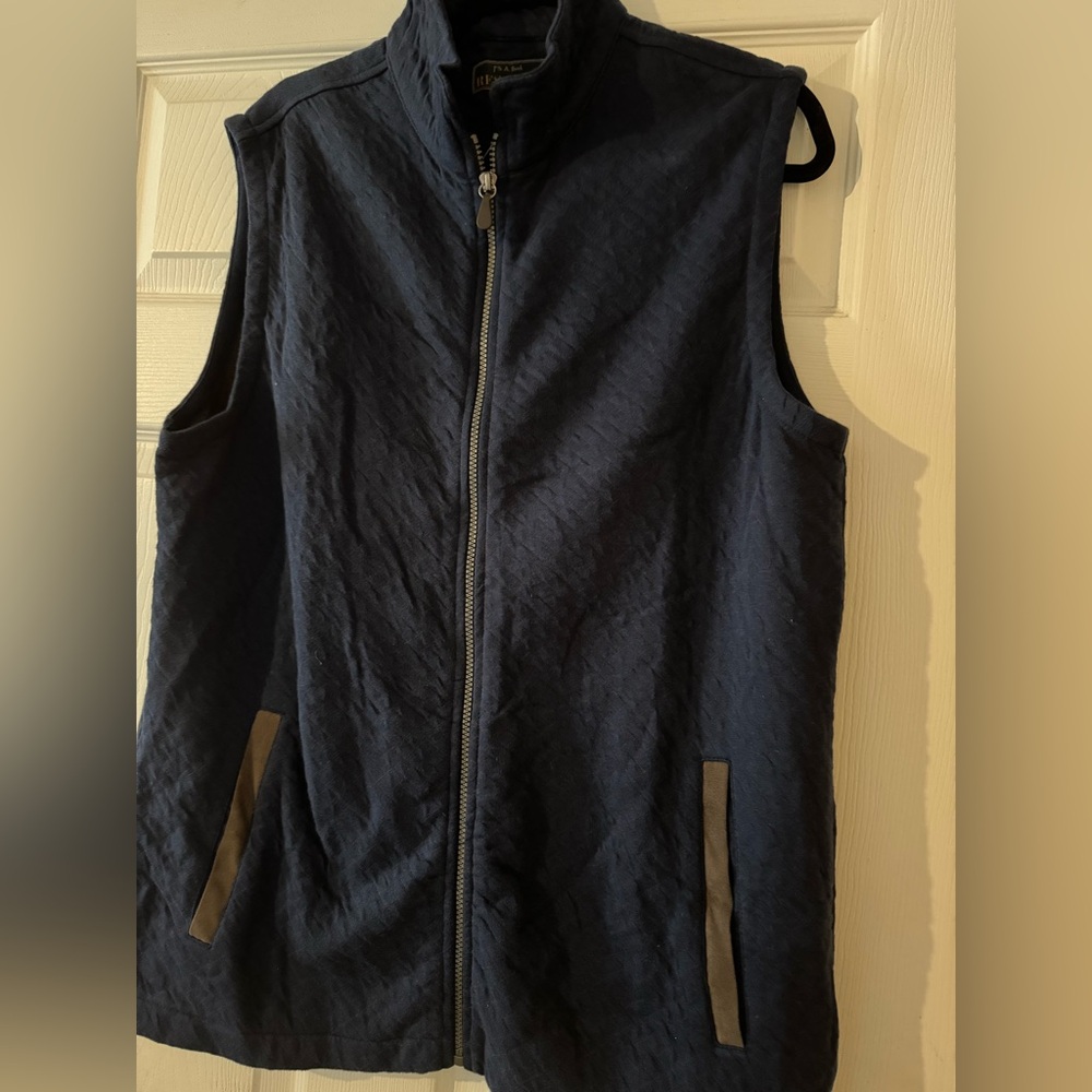 Joe A. Bank Reserve Large Tall Navy and Brown detail full zip Vest